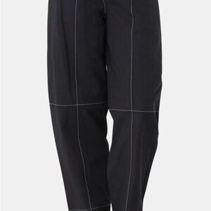 Ganni Black Wide Leg Pants with Geometric Stitching
